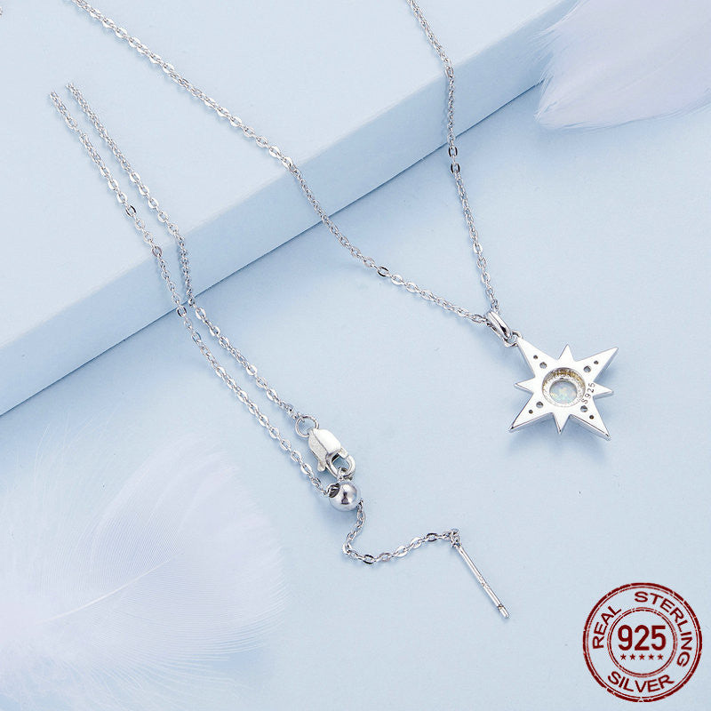 S925 silver star opal necklace, view 2 - MRSLM