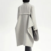 light gray long overcoat for women, view 7 - MRSLM