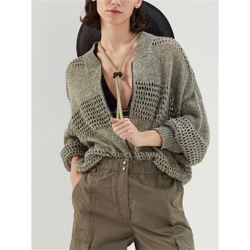 sequin linen cardigan, view 7 - MRSLM