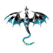 vintage enamel flying dragon brooch, view 7 - MRSLM