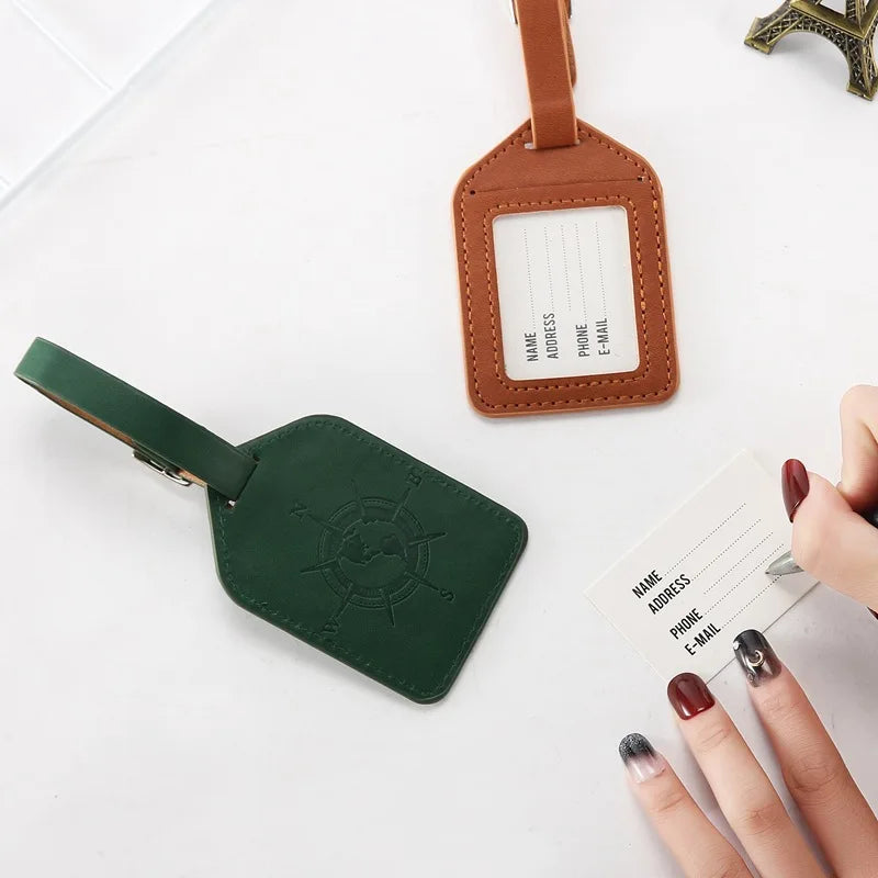 Compass PU leather luggage tag, view 9 - MRSLM