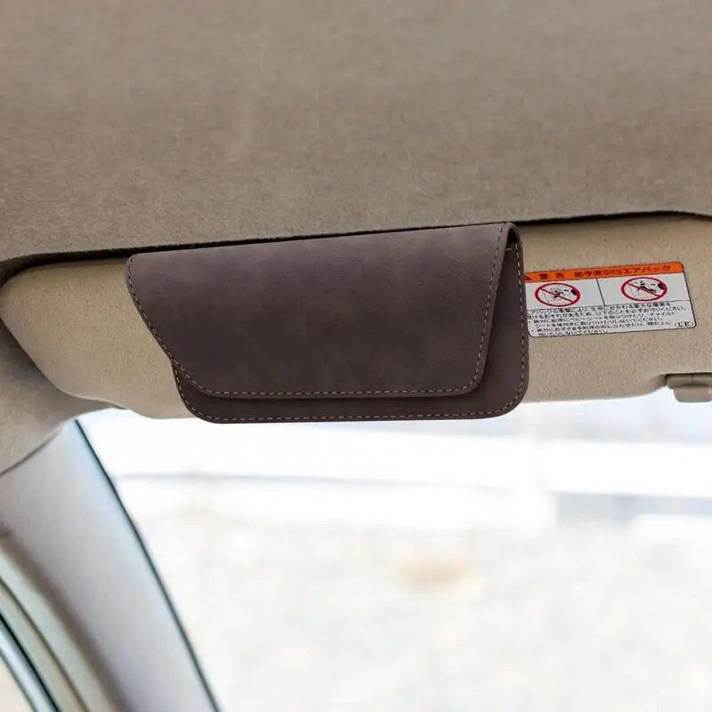 universal pu leather car glasses holder, view 8 - MRSLM