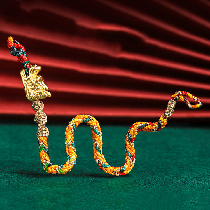 Auspicious Dragon Multicolored Rope Weaving Auspicious Well-being Bracelet