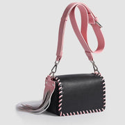 woven tassel flap messenger handbag, view 6 - MRSLM