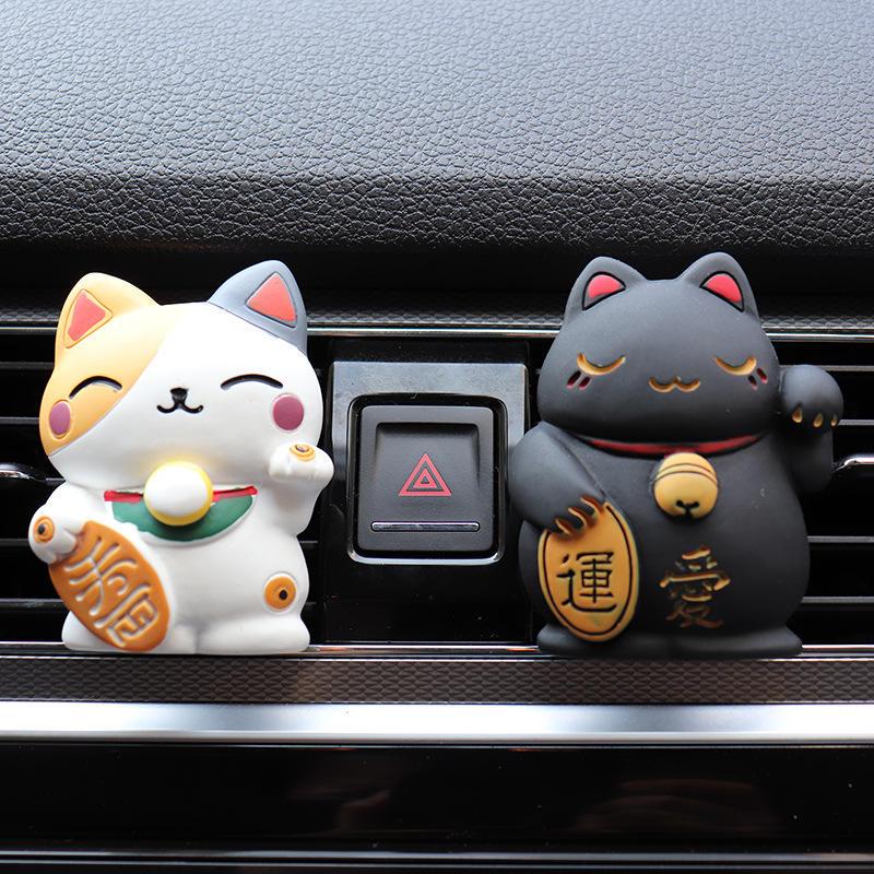 Lucky Cat Car Air Freshener Fragrance Diffuser Resin Art Clip