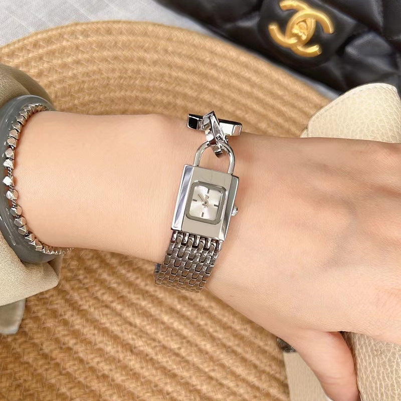 Women's small square steel quartz watch, view 6 - MRSLM