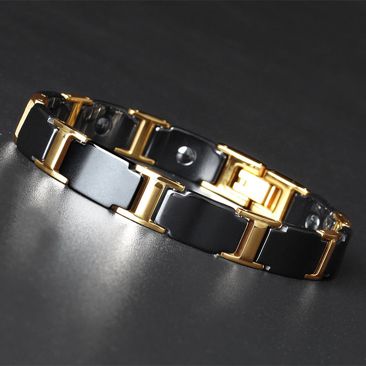 Titanium Stainless Steel Ceramic Bracelet Gold Plated