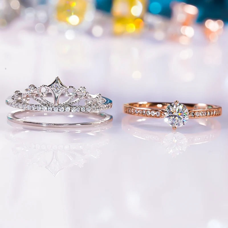moissanite stacked crown ring, view 3 - MRSLM