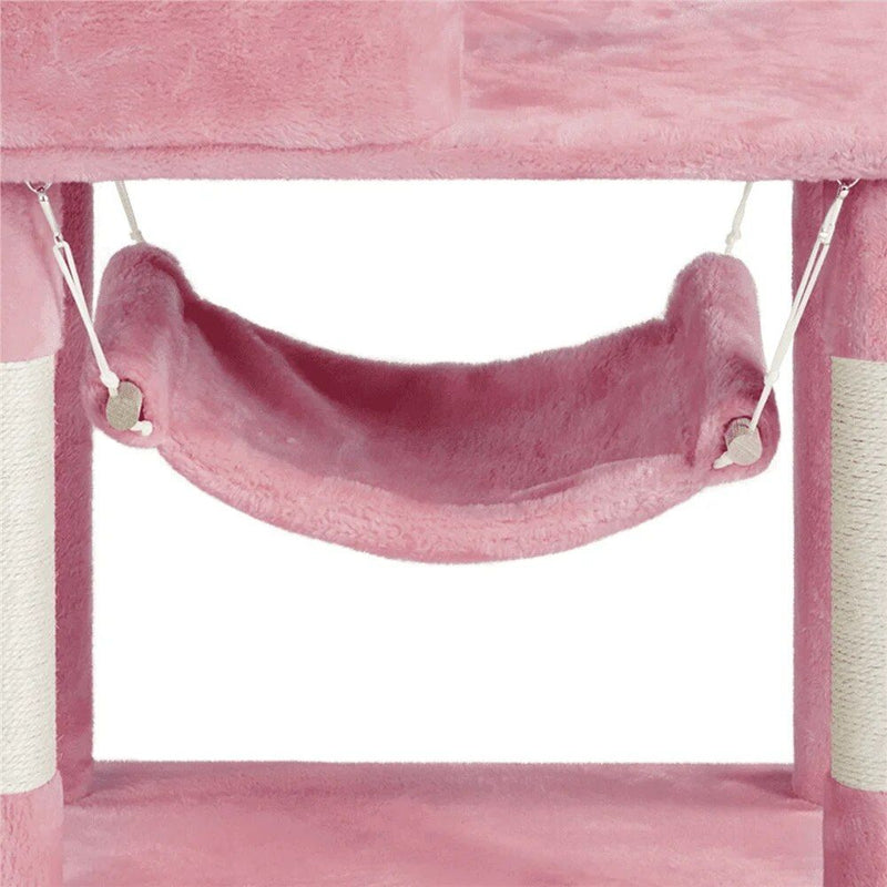 pink multi-level cat tree tower, view 4 - MRSLM