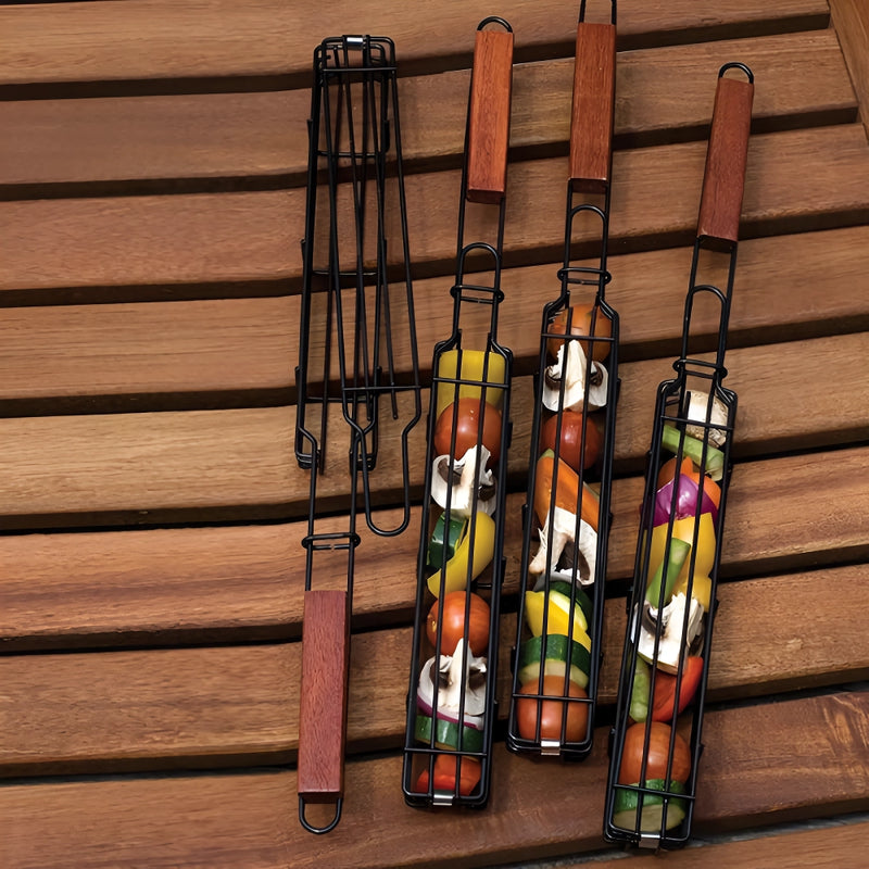 portable nonstick bbq grilling basket, view 3 - MRSLM