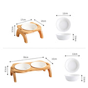 elevated bamboo double cat and dog bowls, view 10 - MRSLM