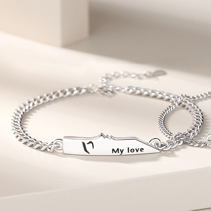 925 silver couple letter bracelets, view 5 - MRSLM