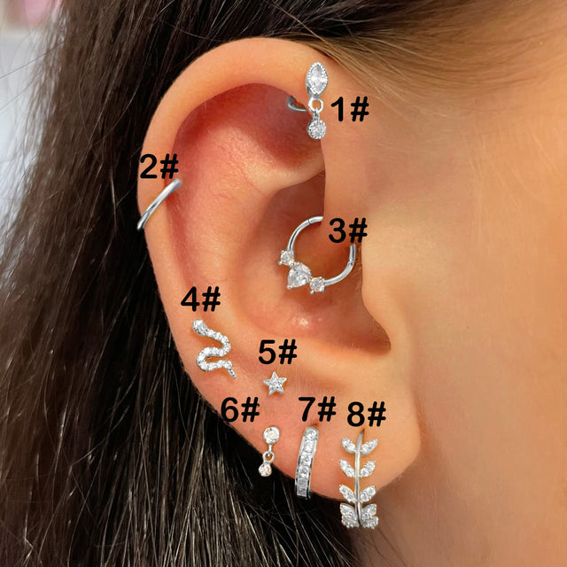 women's zircon pierced earrings, view 7 - MRSLM
