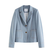 light denim shoulder blazer, view 7 - MRSLM