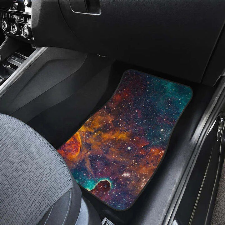 Galaxy Space Teal & Orange Car Floor Mats Set