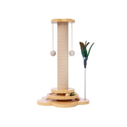 two-tier wooden cat scratching tower - MRSLM