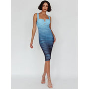 Gradient mesh backless midi dress, view 3 - MRSLM