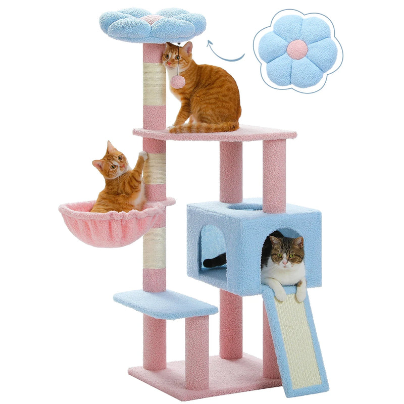 multi-level cat tree with hammock, view 2 - MRSLM