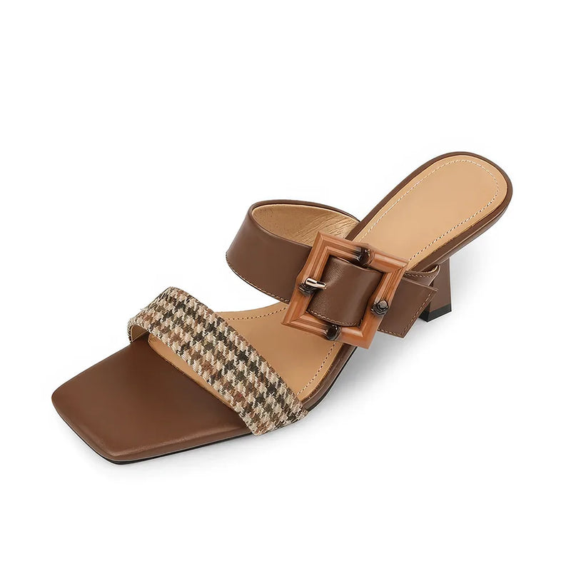 Square toe high heel leather slippers, view 8 - MRSLM