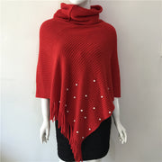 batwing tassel knit shawl, view 2 - MRSLM