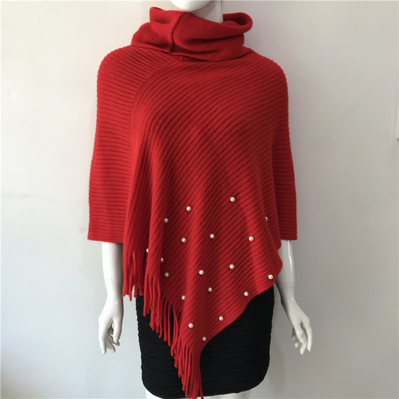 batwing tassel knit shawl, view 2 - MRSLM