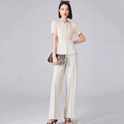 Long sleeve top and wide leg pants set - MRSLM