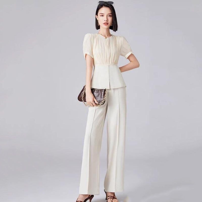 Long sleeve top and wide leg pants set - MRSLM