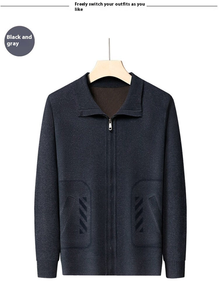 solid color knitted cardigan for men, view 9 - MRSLM