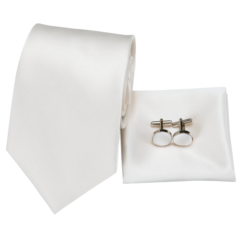 White silk necktie set, view 4 - MRSLM