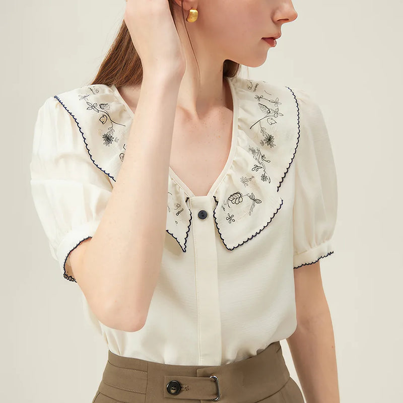 floral embroidered shirt, view 6 - MRSLM
