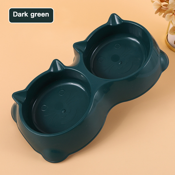 Double Pet Bowl – Two-in-One Anti-Slip Food and Water Dish for Cats