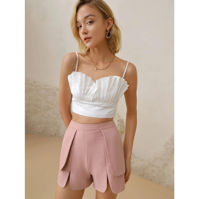 pleated detail cami top, view 4 - MRSLM