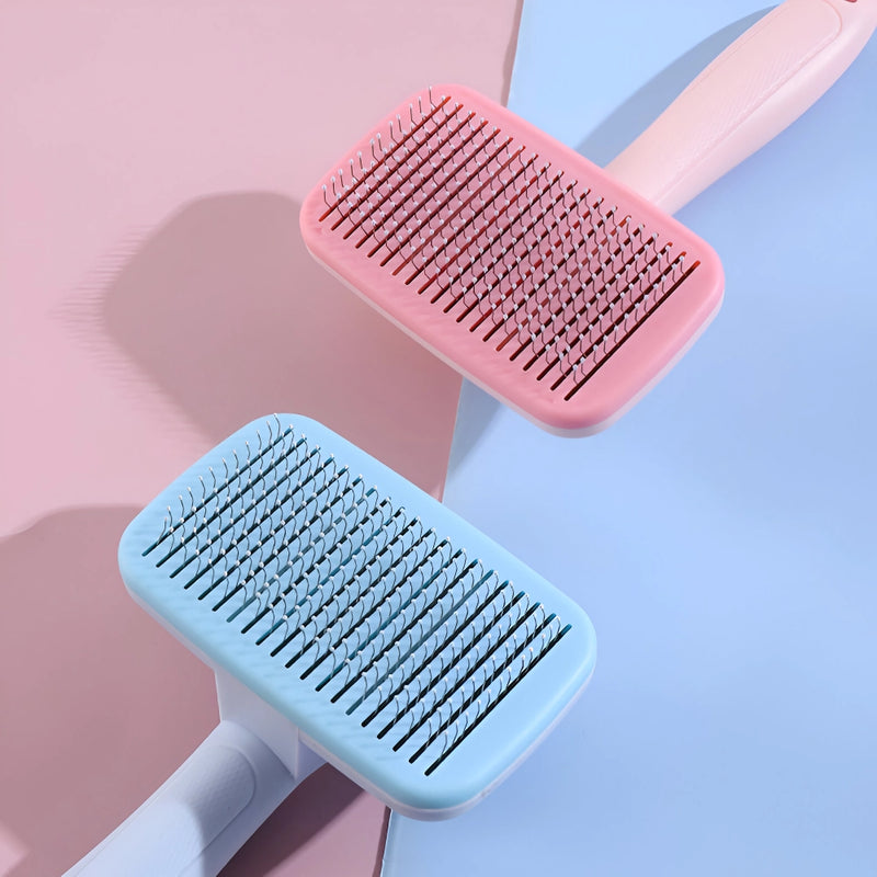pet grooming brush with steel comb, view 11 - MRSLM