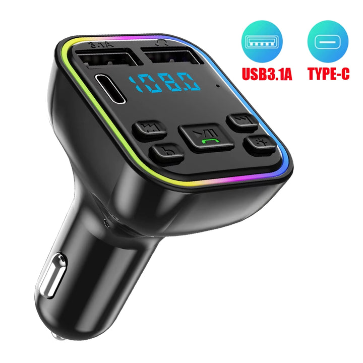 Bluetooth 5.0 Car FM Transmitter with PD & Dual USB Fast Charger