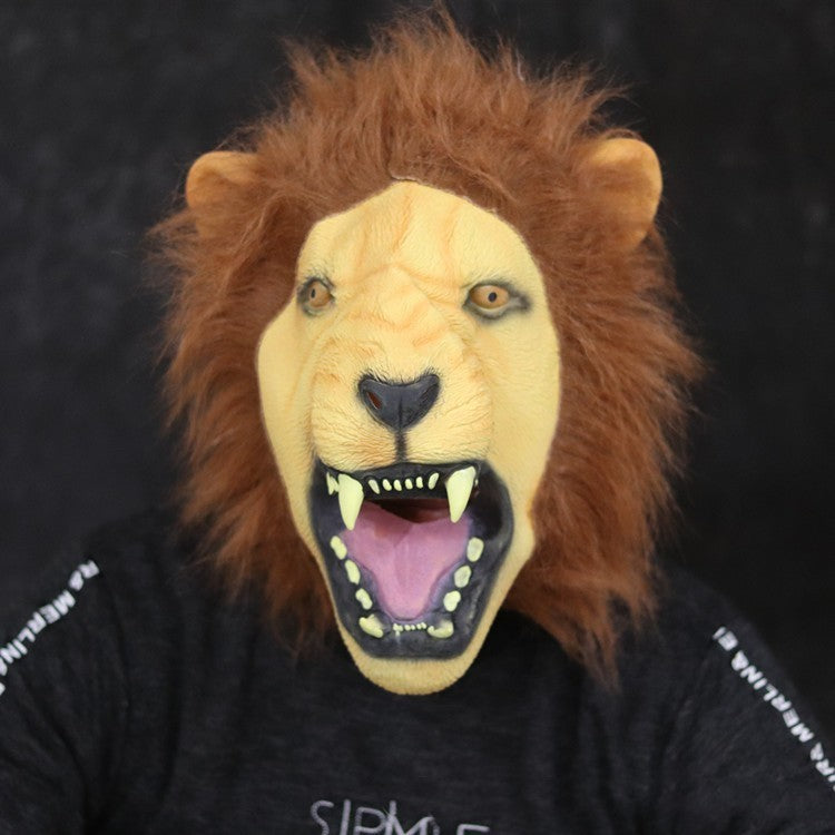Halloween lion latex party mask, view 3 - MRSLM