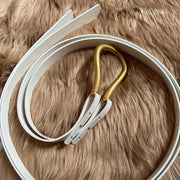retro leather belt with gold buckle, view 9 - MRSLM