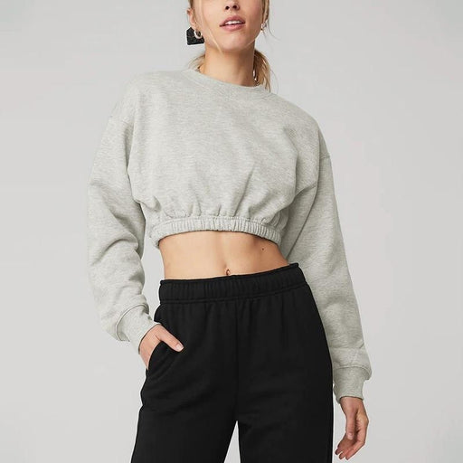 chic cotton cropped hoodie for women, view 3 - MRSLM