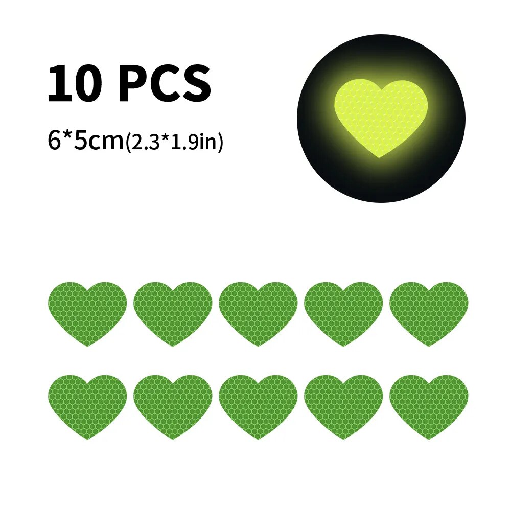 Reflective Heart-Shaped Safety Stickers for Vehicles