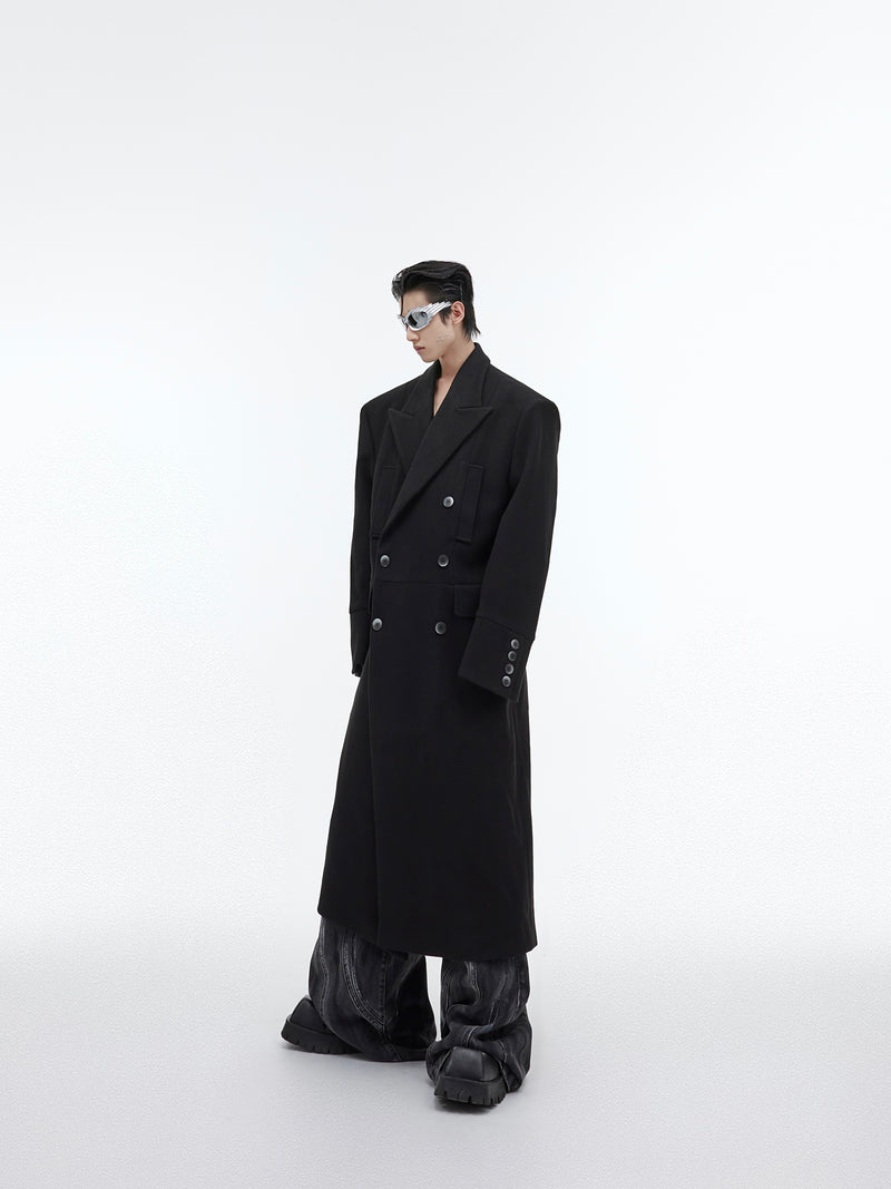 deconstructed wool-look long coat, view 9 - MRSLM