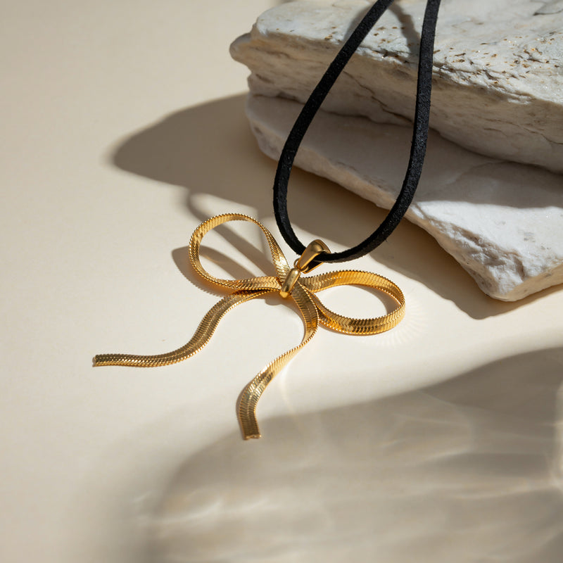 bowknot snake bone chain necklace, view 5 - MRSLM