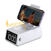 foldable bluetooth speaker stand with alarm clock, view 4 - MRSLM
