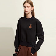 women's bear applique pullover hoodie, view 8 - MRSLM