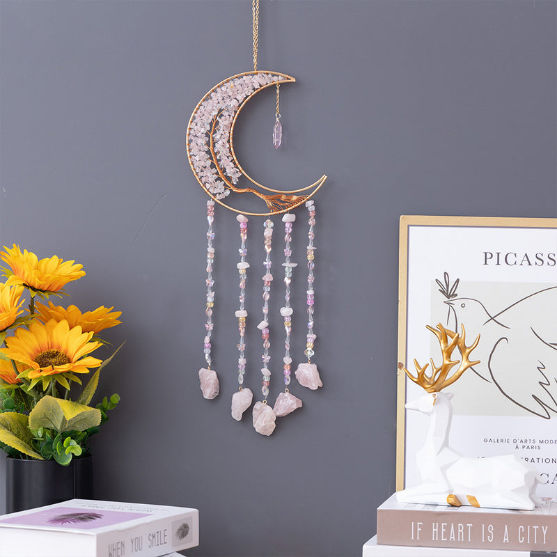 natural agate crystal dream catcher pendant, view 16 - MRSLM