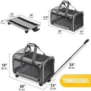 mesh dog carrier with wheels, view 3 - MRSLM