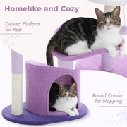small purple flower cat tree with condo, view 6 - MRSLM