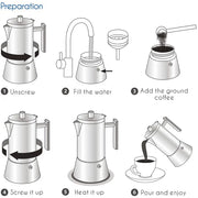 stainless steel stovetop espresso maker, view 4 - MRSLM