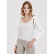 long sleeve knit crop top cardigan, view 8 - MRSLM