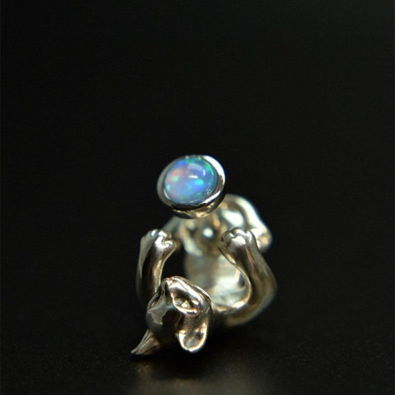 cute cat animal earrings, view 3 - MRSLM