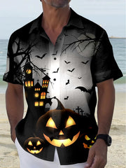 Retro Halloween ghost print shirt, view 2 - MRSLM