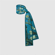 skinny silk scarf with art print, view 4 - MRSLM